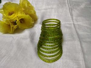 Green Striped Bangles - Stackable Indian Jewelry