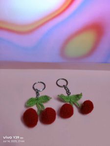 Crochet Cherry Keychains
