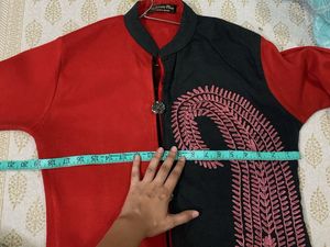 (for winters)Red- Black Embroidered Kurta