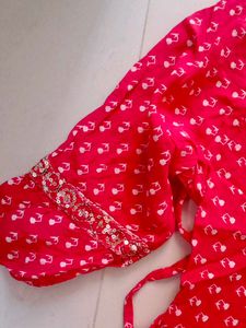 Elegant Red Embroidered Kurta