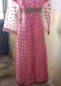 Pink & Gold Embellished Ethnic Gown