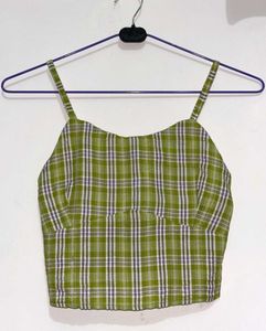 Fresh & Chic Green Checked Crop Top