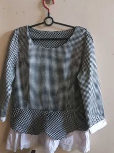 Checkered Peplum Top