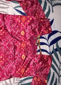 Pink Bandhani short kurti