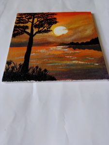 Sunset View Acrylic painting Canvas Board(HANDMAD)