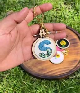 Hand Embroidered Initial Keychain