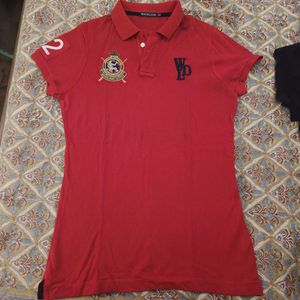 Woodland Red Polo T-Shirt with embroidery detail