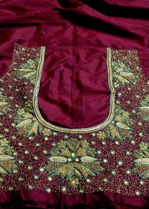 Hand Made New Zari Work Embroidered Sari Blouse