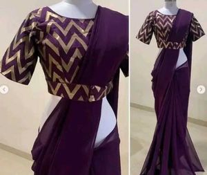 Purple Blouse with Gold Pattern