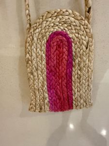 Handcrafted Pink Jute Sling Bag