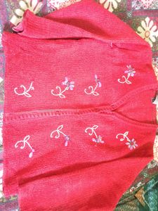Red Embroidered Cardigan