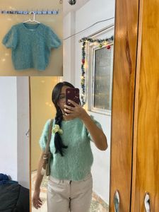 Fluffy Knit Short Sleeve Top