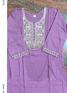 Lavender Embroidered Kurti Xl Size