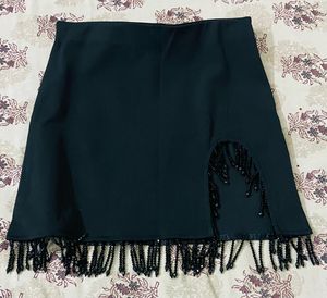 Black Rhinestones Mini Skirt