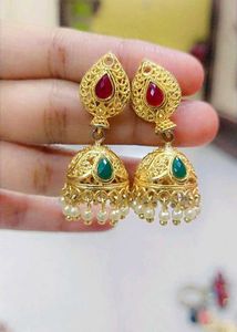 3 Combo Gold Jhumka Earrings with Ruby &amp; Emeral