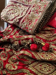 Red and Gold Embroidered Lehenga