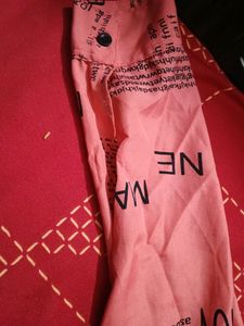 Pink Newspaper Print Tie-Front Top