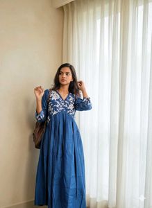 Blue Embroidered Dress