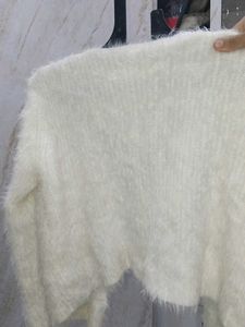 Fluffy White Cardigan