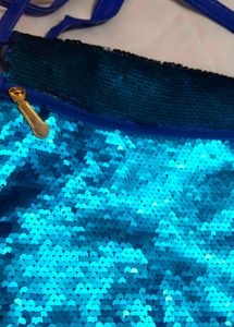 Blue Sequin Crossbody Bag