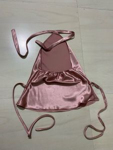 Pink Satin Halter Top