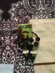 Stylish Black Beaded Earrings