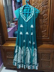 New Dress Elegant Green & White Dres