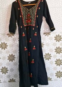Solid Black Women Formal Kurti
