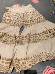White & Gold Print Garara Pants