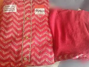 Red Zigzag Dress Material