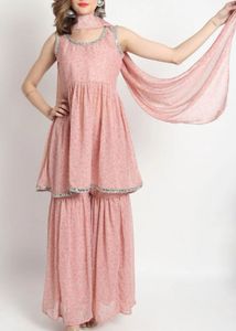 Pink Printed Sharara Set with dupatta