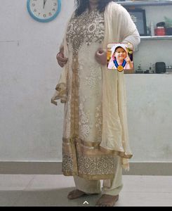 Cream Embroidered Salwar Kameez