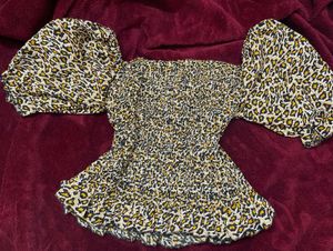 Animal Print Smocked Top
