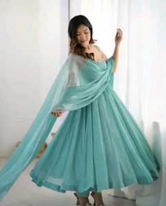 Elegant Blue Anarkali Kurta Set