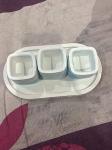 Tray And 3 Candle Holder