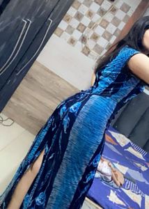 Blue Printed Maxi Dress