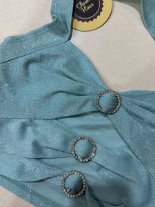 closet hues Sparkly Blue Halter Top