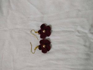 Flower Handmade Woollen Earrings