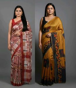 🛍️2 Used Sarees Golden&Black, White& Red  ⭐⭐⭐⭐