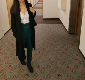 Beautiful White Top With Green Trousers