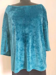 Plus Size Teal Velvet Top