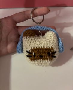 Crochet Kitty With Headphones Keychain!!