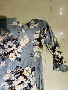 Floral Print Embroidered Kurti