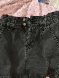 Black Denim Mini Skirt