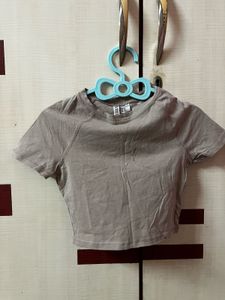 Gray-khaki H&M Basic T-Shirt