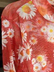 🧨TRENDY ORANGE MESH TOP-ONLY 139