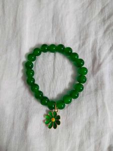 Blue Beaded Bracelet with Flower Charm