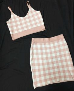 Pink Gingham Knit Set