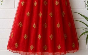 Red Embroidered Girls Dress