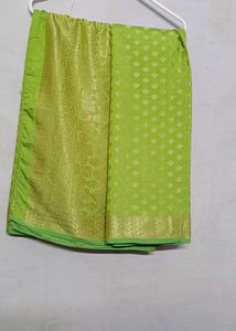 Lime Green Banarasi Silk Saree